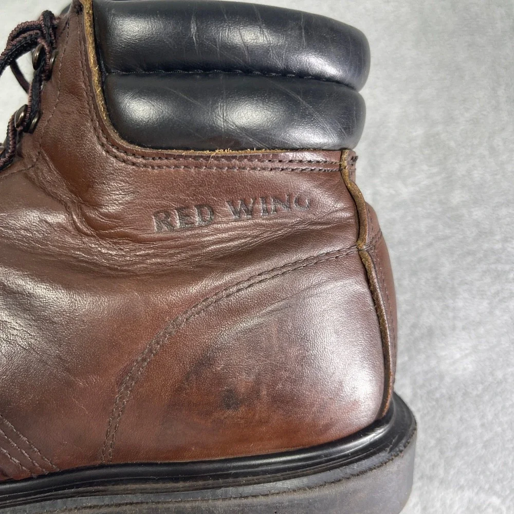 Red Wing Boots Mens 10.5 Brown SuperSole Steel Toe Distressed Leather Work